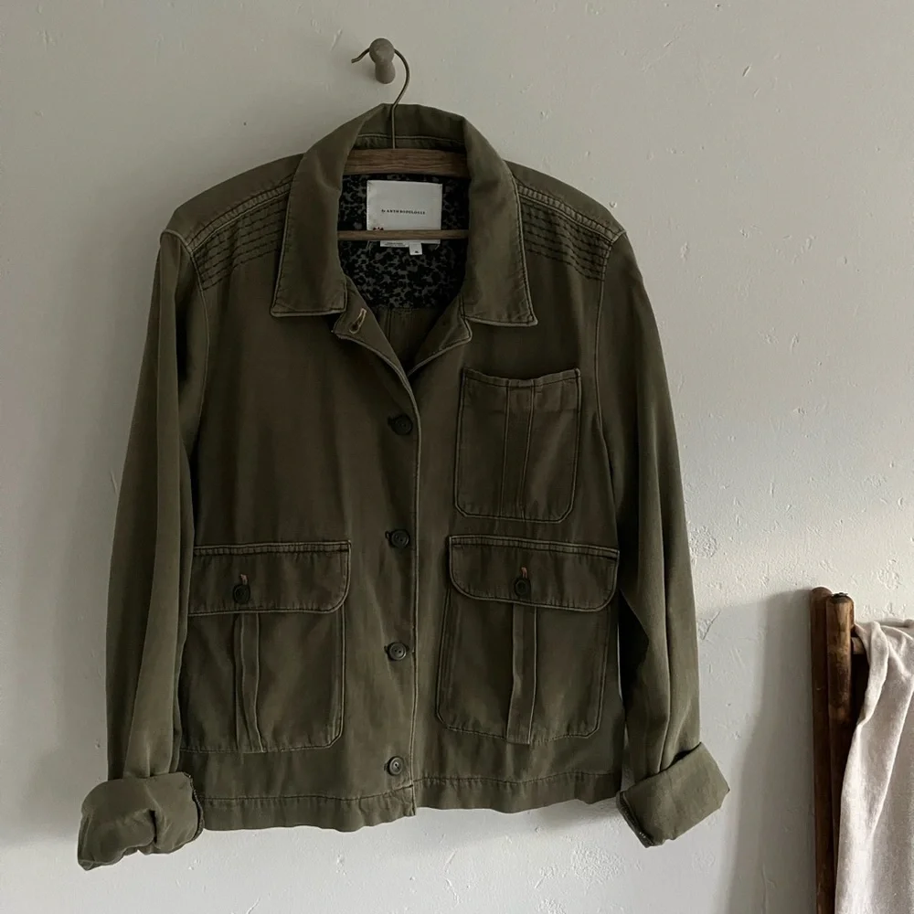 Anthropologie Olive Green Utility Jacket - Picture 1 of 9